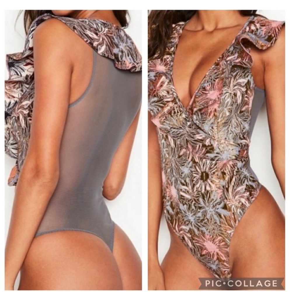 Victoria’s Secret Exclusive Floral Bodysuit Fishnet Teddy. Size small. NWT